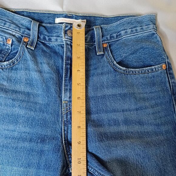Levi's Low Pro Straight Jeans Womens 26 Blue Distressed Ripped Knee Denim Pants - Picture 15 of 16